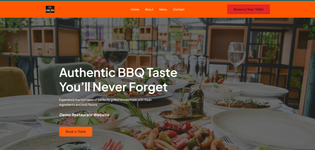 Modern restaurant website design with elegant food presentation