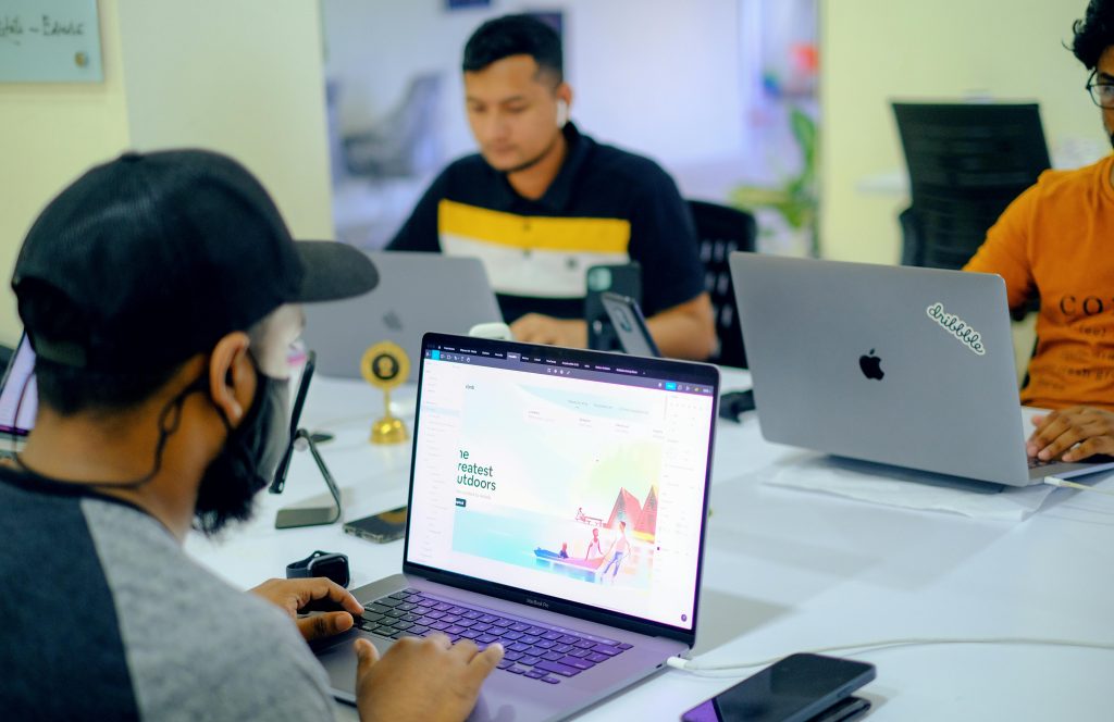 Web developer working on modern website design and development project